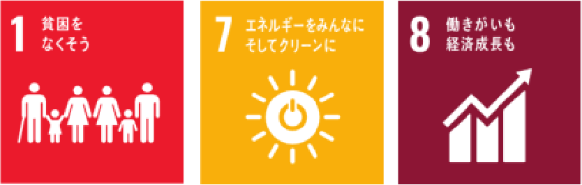 1貧困を泣くそう 7エネルギーをみんなにそしてクリーンに 8働きがいも経済成長も