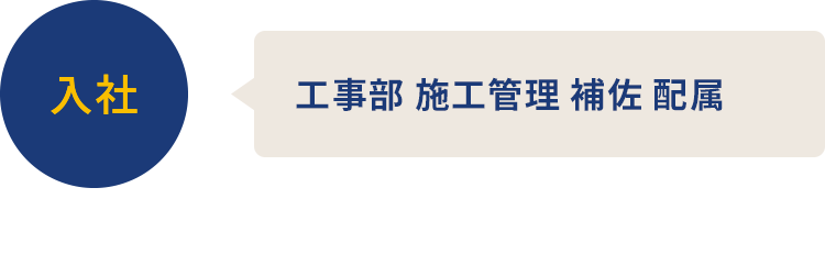 入社 工事部 施工管理 補佐 配属